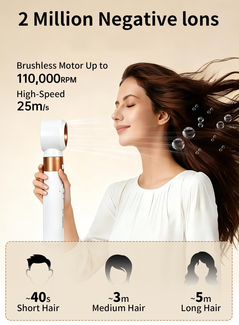 Lorenzo 5 In 1 Hair Dryer Brush Hot Comb Set 1000W Hot Air Hair Curler and Straightener Styling Tool Comb Curling Brush Suitable for Women Hair Types - White Gold - Image 3